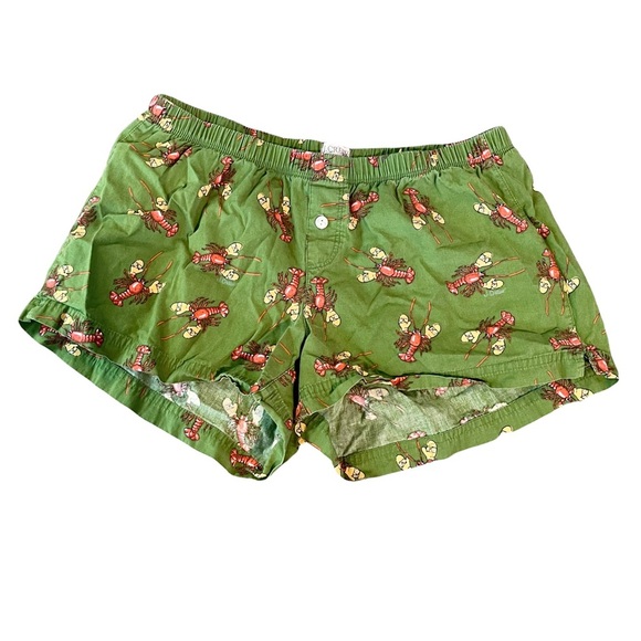 J Crew Boxers Shorts  XS Holiday  Mitten Lobster  Green Mock Button Fly - Picture 1 of 5